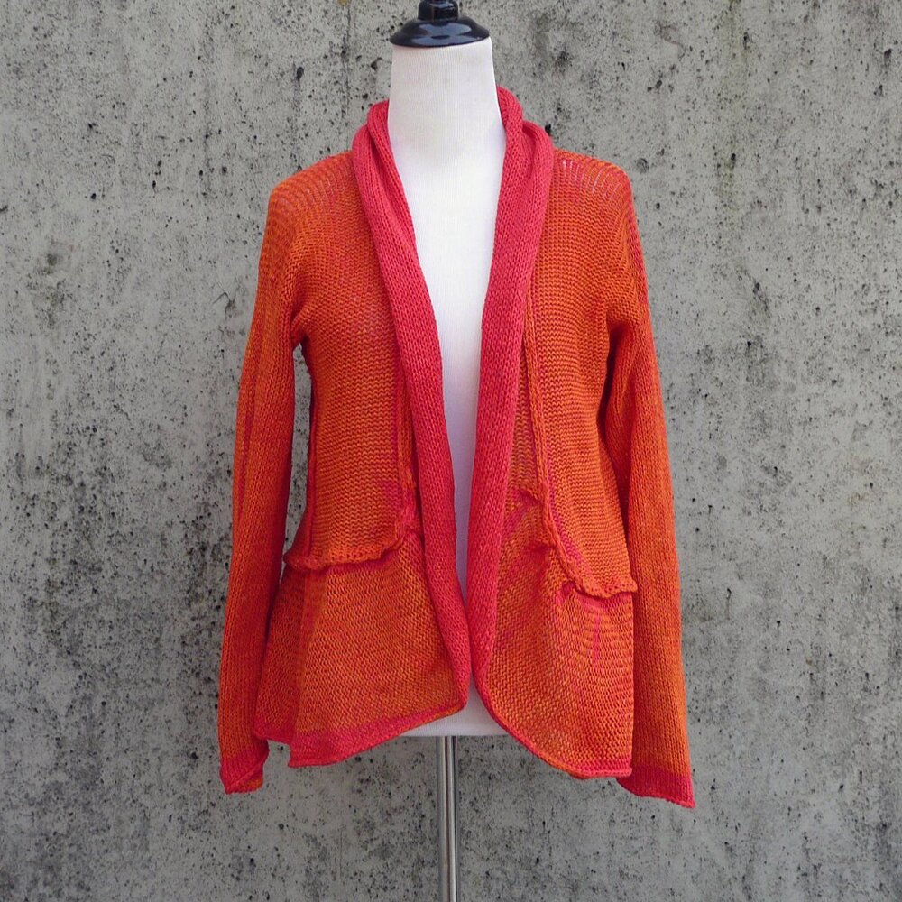 SKIF / SKIFO knit orange/red cardigan / shrug, small, made in USA, EUC